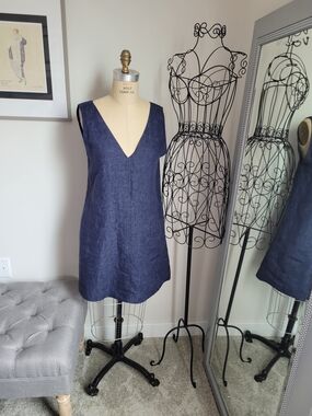 Theory Navy V-Neck Sleeveless Mini Dress